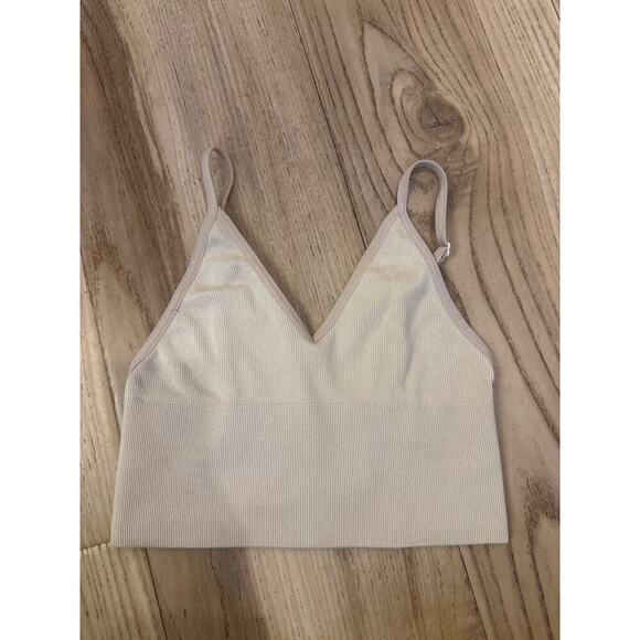 Aritzia Talula Ribbed Bra Top Womens XSmall beige - Picture 2 of 5